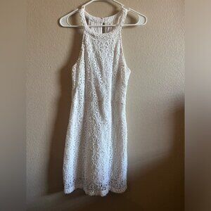 Hollister white lace high neck open back dress